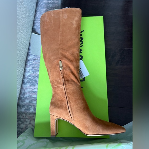 ✨BNIB Sam Edelman Sylvia Brown Suede Boots- Wide Calf 7.5 ✨🤎 - Picture 3 of 12